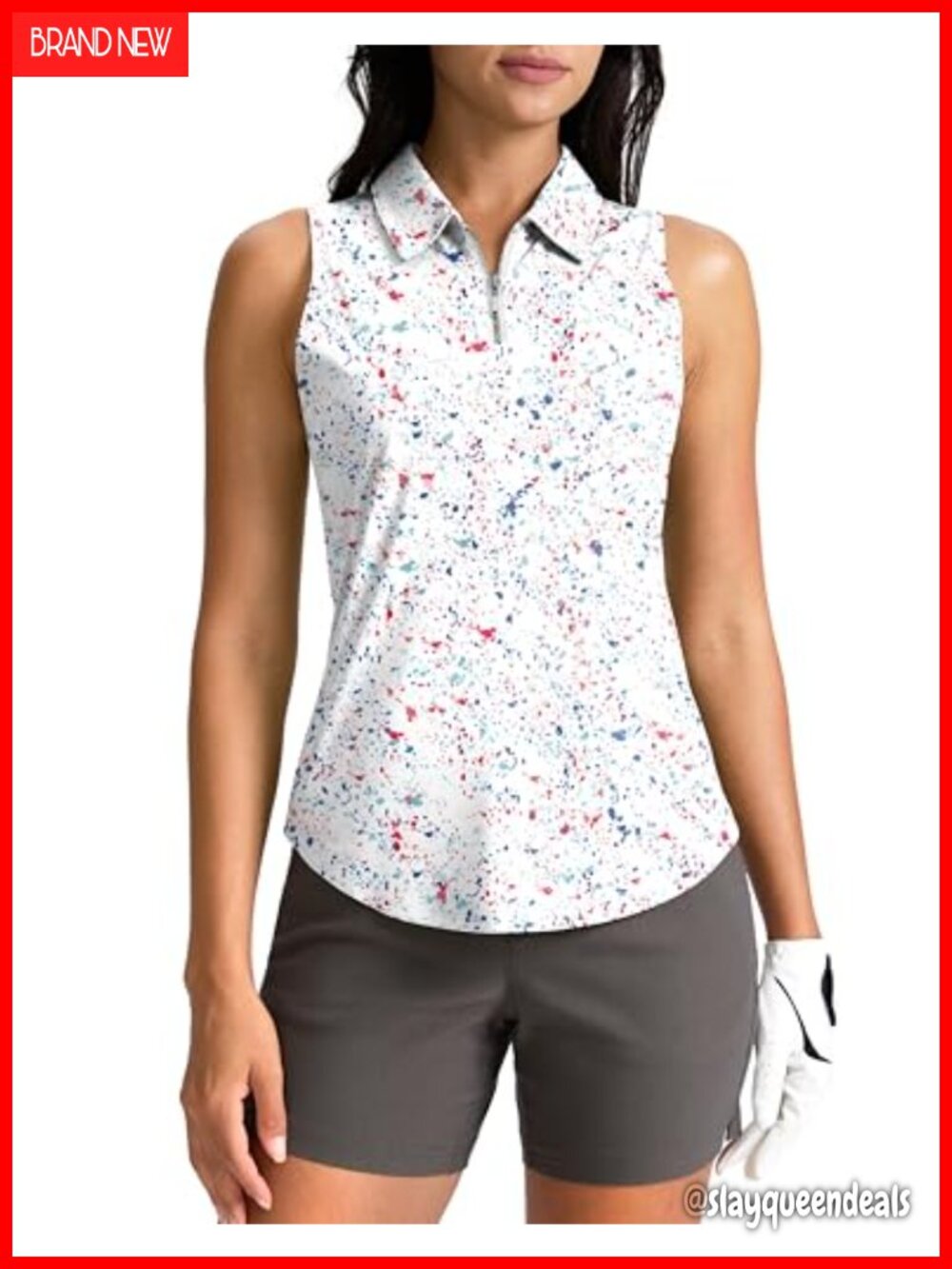 Sleeveless Golf Polo Shirt Zip Up Collared Athletic Tennis Top